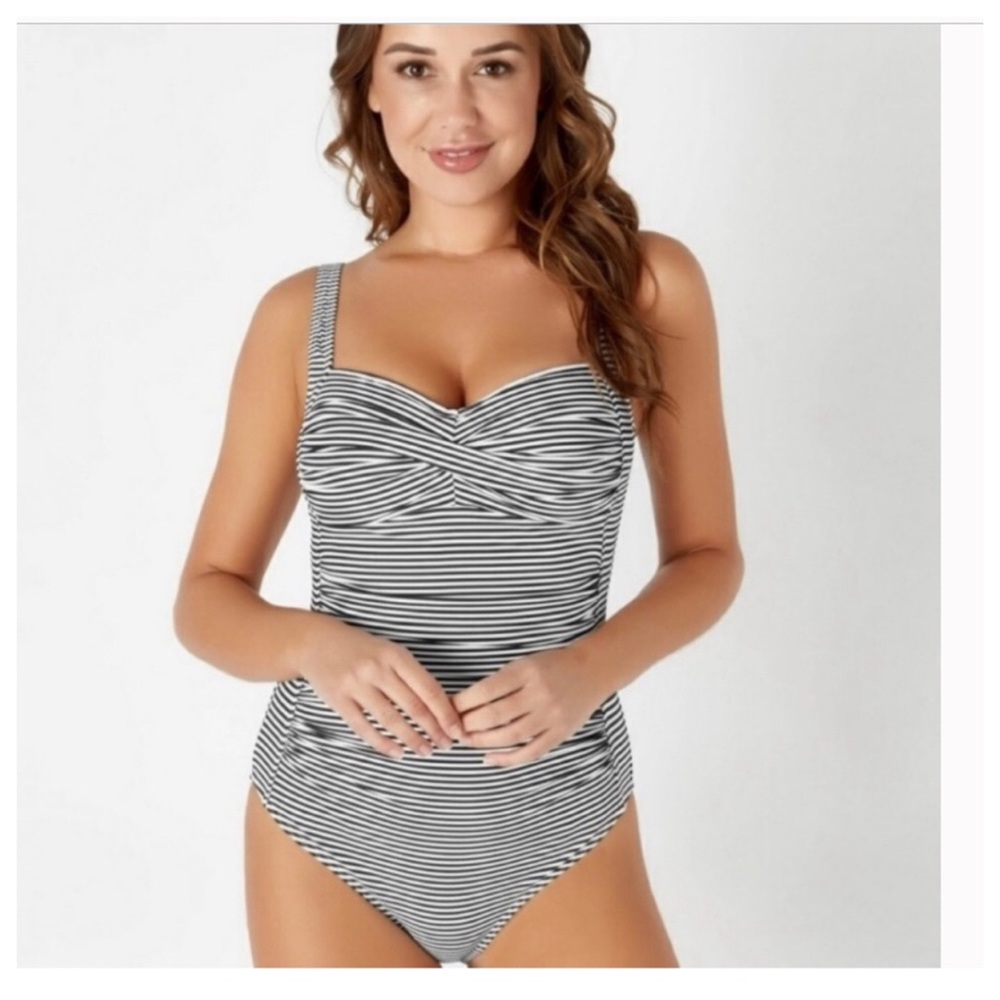 Bond-Eye Australia Sorrento black and white stripe one piece swimsuit/ Like New